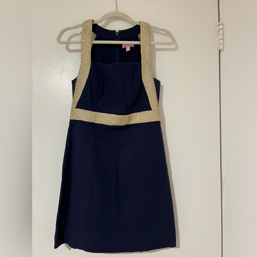 Lilly Pulitzer navy and gold dress - in excellent condition! Size 0